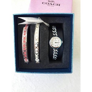 🎉⌚💖เซ็ทนาฬิกาข้อมือผู้หญิงมีนาฬิกา+กำไล 2coach Coach Delancey Bangle Gift Set