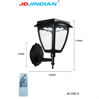 JD-X90 Solar light โคมหัวเสาพลังงานแสงอาทิตย์ โคมไฟตกแต่ง ควบคุมการทำงานด้วยรีโมท