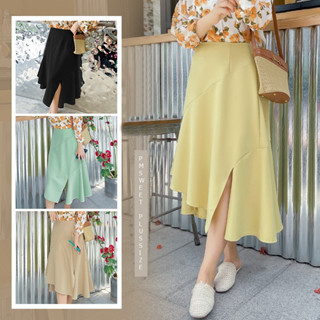 PMSWEET PLUSSIZE : PMP0487 : พรีออเดอร์ เสื้อผ้าไซส์ใหญ่ คนอ้วน สาวอวบ Fishtail Skirt กระโปรงหางปลา เอวยางยืดซ่อนซิปข้าง