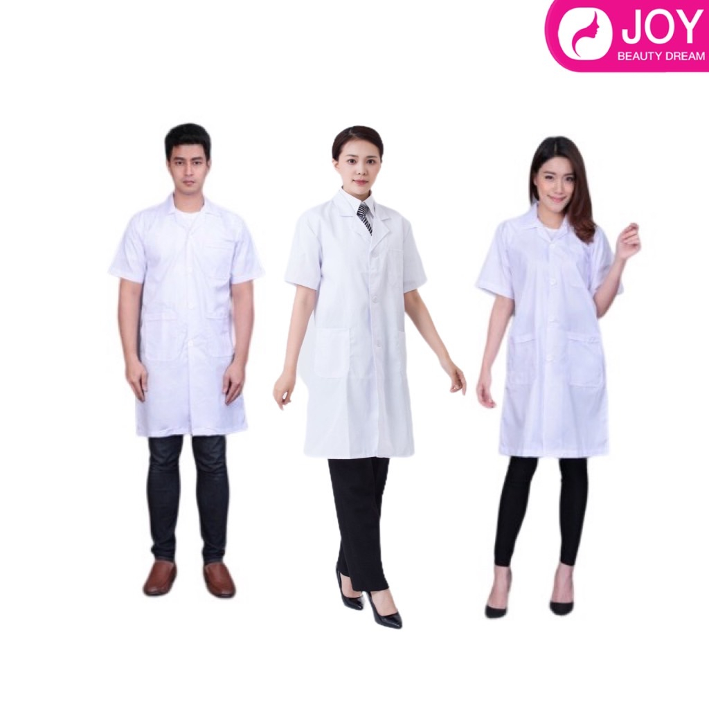 เสื้อคลุมช่าง เสื้อกราวน์ สีขาว แขนสั้น มีทั้งแบบ ชาย/หญิง