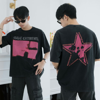 EXT STAR VINTAGE T-shirt เสื้อยืดแขนสั้นทรงโอเวอร์ไซส์ผ้าฟอก