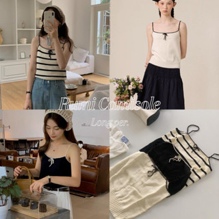 cpjgirlxx | Rumi long Camisole - 3col [7.7] สายเดี่ยวไหมพรมตัวยาว แต่งโบว์ เกาหลี