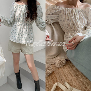 cpjgirlxx | Nigella bloom blouse - 2 col [7.7] - เสื้อเปิดไหล่ลายดอก เกาหลี