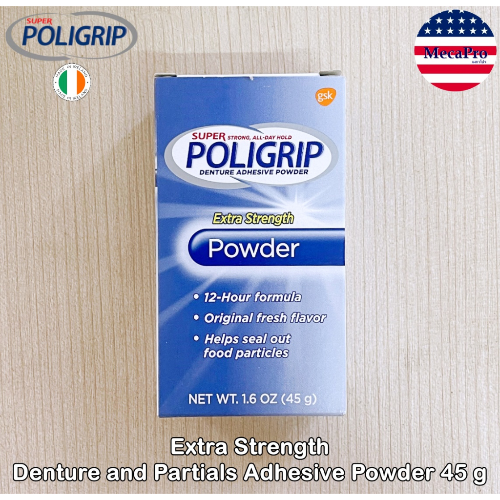 Poligrip® Extra Strength Denture and Partials Adhesive Powder 45 g ผงติดฟันปลอม โพลิเดนท์ Polident