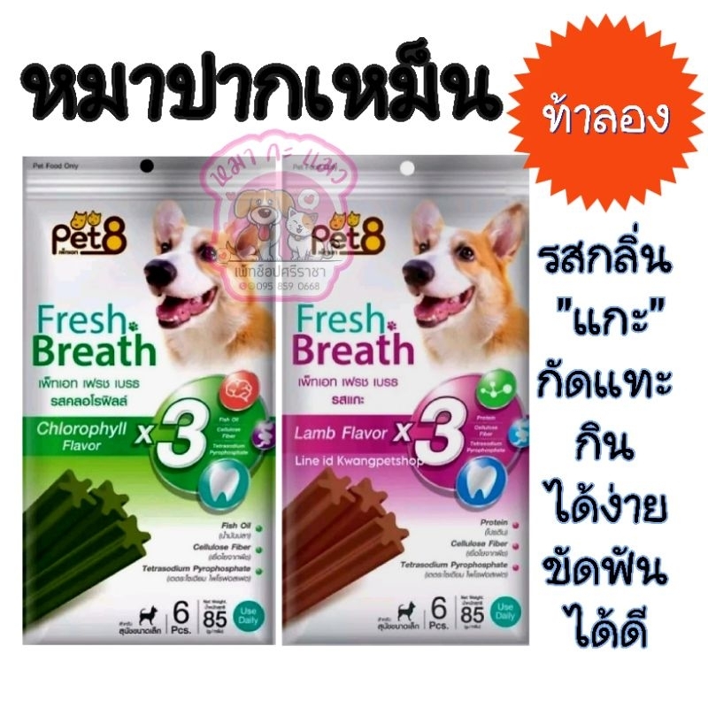 สติ๊กแท่งขัดฟันสุนัข Pet8.ลดกลิ่นปาก ลดคราบหินปูน สุนัขเล็ก สุนัขใหญ่ รสแกะ