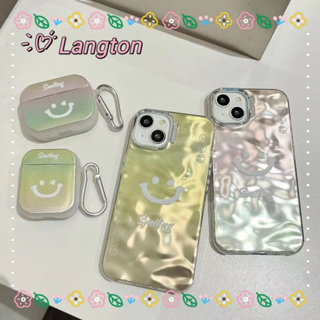 🌈Langton🌸ขอบเต็ม ป้องกันการหล่น iphone 11 14 pro max ลายคลื่น เส้นขอบโปร่งใส เรียบง่าย รุ่นคู่ case for iPhone 12 13