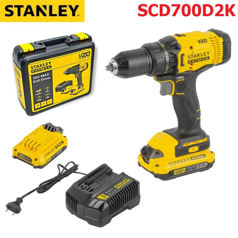 STANLEY SCD700D2K-B1 FATMAX สว่านไร้สาย 20V รุ่น SCD700D2K แบต2.0Ah*2ก้อน