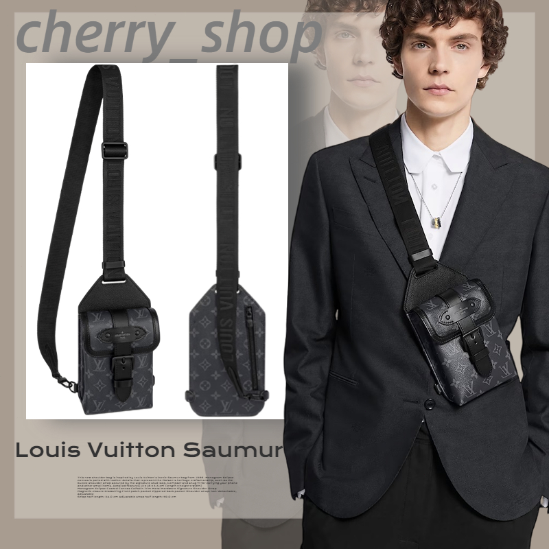 🍒หลุยส์วิตตอง Louis Vuitton SAUMUR Shoulder Bag🍒ผู้ชาย/กระเป๋าสะพายข้าง/กระเป๋าคาดหน้าอก/LV bag