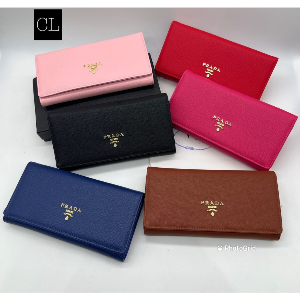 New กระเป๋าสตางค์พราด้า กระเป๋าผู้หญิง งานดีที่สุด[พร้อมส่ง]!! ใบยาว2พับ8นิ้วงานสวยหนังดีมากรับประกัน100% #