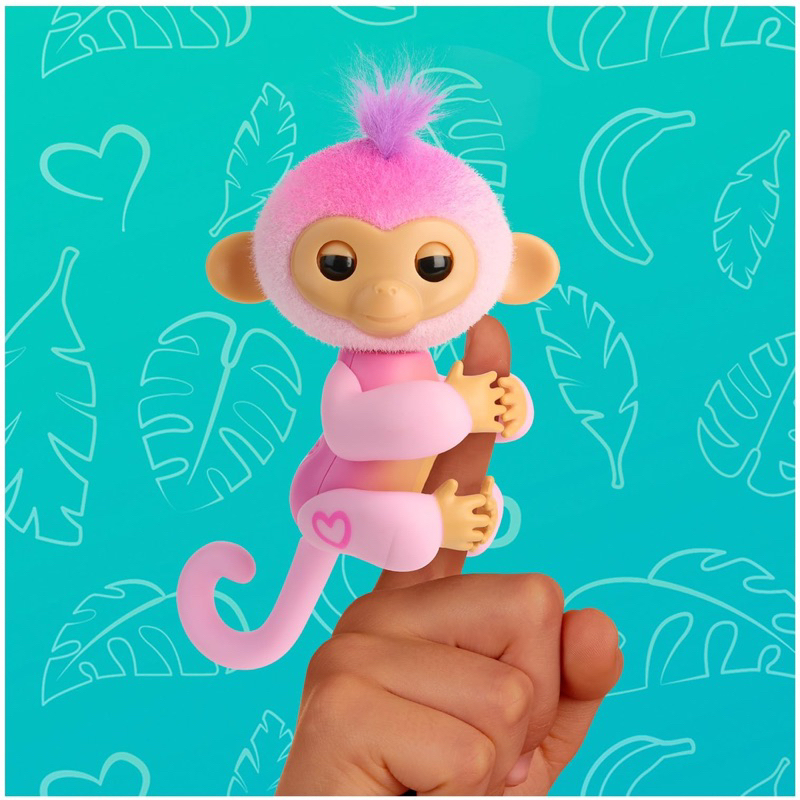 (ของแท้100%) Fingerlings 2023 New Interactive Baby Monkey Reacts to Touch – 70+ Sounds &amp; Reactions – Harmony (Pink)