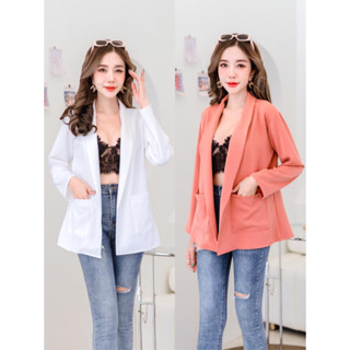 Hot เสื้อสูททำงาน เนื้อผ้าฮานาโกะ มีกระเป๋าใช้งานได้จริง