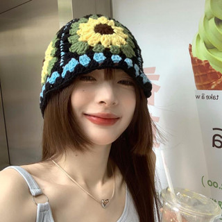 (รุ่นH-5)พร้อมส่งจากไทย หมวกถักทรงเกาหลี น่ารัก ใส่สบายไม่ร้อน ยืดหยุ่น