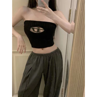 Miki-Shop*😍เกาะอกไหมพรมผ้าร่องใหญ่ แต่งปั้มโลโก้แบบเฟียสๆจะแต่งลุคไหนก็ปัง24057*