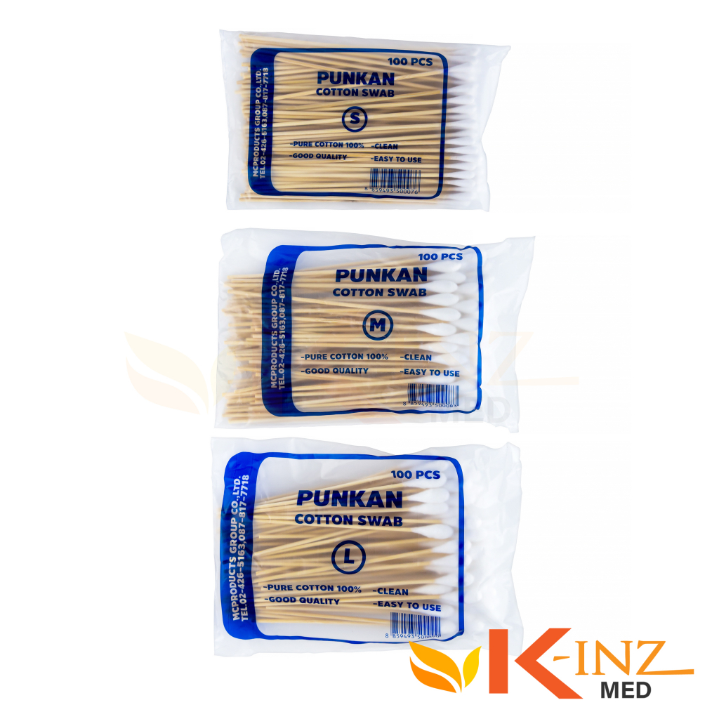 ไม้พันสำลีก้านยาว 6″ บรรจุ 100 ชิ้น/ห่อ ขนาดไซร์ S M L ราคาจำหน่ายปลีก/ห่อ 100 ชิ้น