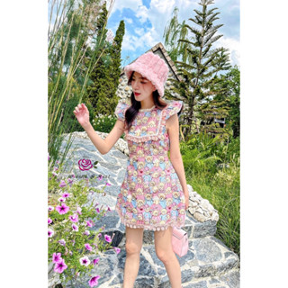 ราคาถูกที่สุด!! Widelia @ Real Vintage  Dress เดรสวินเทจแขนกุดน้องหมีสีชมพู