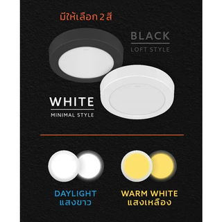LAMPTAN ไฟดาวน์ไลท์ รุ่น FIX หน้ากลม ติดลอย 12w 6นิ้ว / 18w 8นิ้ว มีโคมสีดำ สีขาว แสง 6500K 2700K