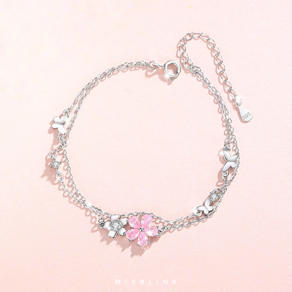 สร้อยข้อมือ เงินแท้ 92.5% ส่งฟรี EMS ♡ รุ่น Cecily ♡ - ( #P10 )