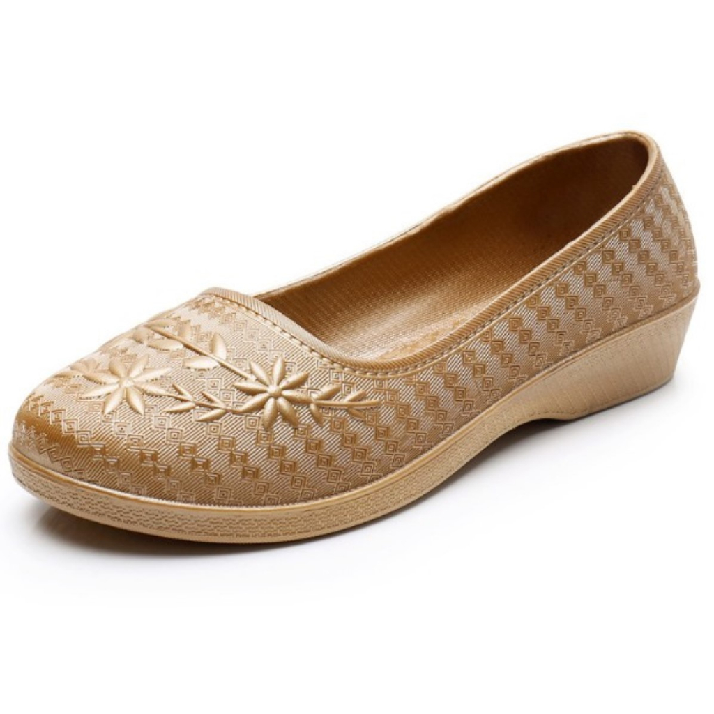 ꕥCatalog shoesꕥ รองเท้าคัชชูส้นเตี้ย แต่งลายดอกไม้ ยางนิ่มใส่สบาย มี 3 สี เบอร์ 36-41