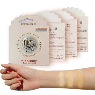 แป้งพัฟ 2 ชั้น Nice Shop Double Skin Whitening [No.1256] แป้งเกาหลี มีกระจกและพัฟในตัว หน้าเนียนติดทนยาวนาน