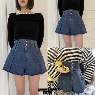 🇰🇷New🇰🇷  Korea x2 high waist denim short pants มาใหม่เลยค้า กับขาสั้นเอวสูงผ้ายีนกระดุม 2เม็ดชายขาบานใส่ทรงสวย