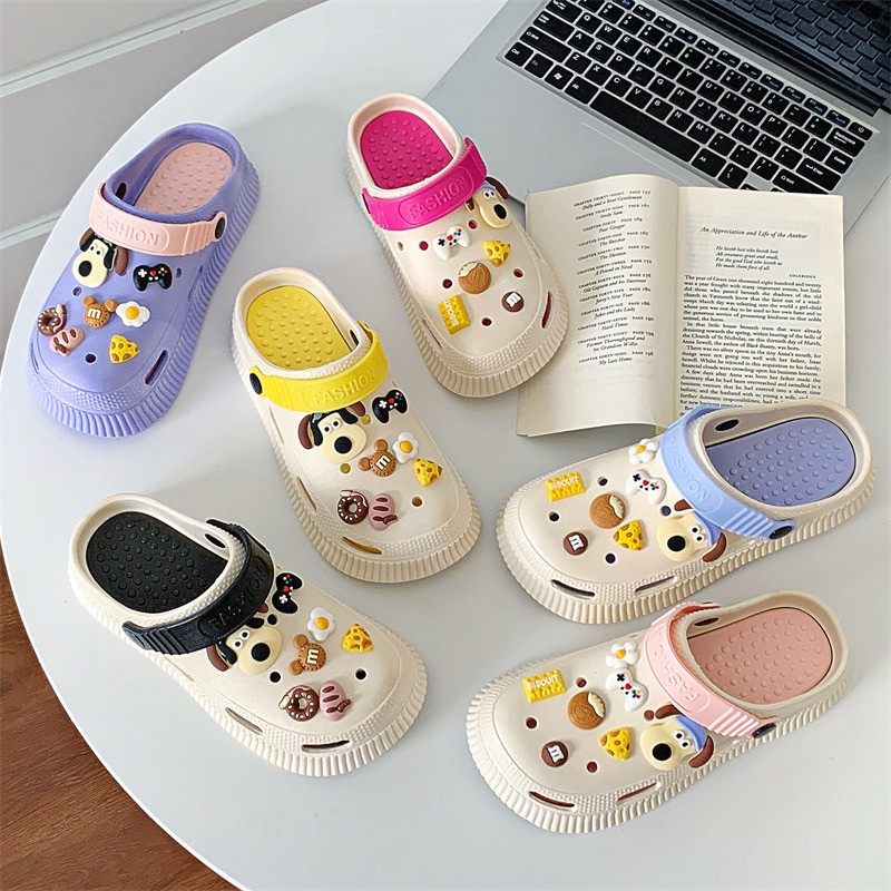 (พร้อมส่งค่ะ) SHO-H-25-DOG รองเท้าแตะผู้หญิง แฟชั่น รองเท้าหัวโต ส้นตึกแบบสวมรัดส้น พร้อมตัวติด