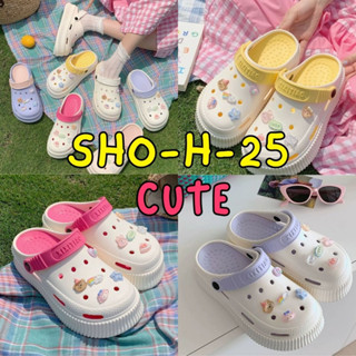 (พร้อมส่งค่ะ) SHO-H-25-CUTE รองเท้าแตะผู้หญิง แฟชั่น รองเท้าหัวโต ส้นตึกแบบสวมรัดส้น พร้อมตัวติด