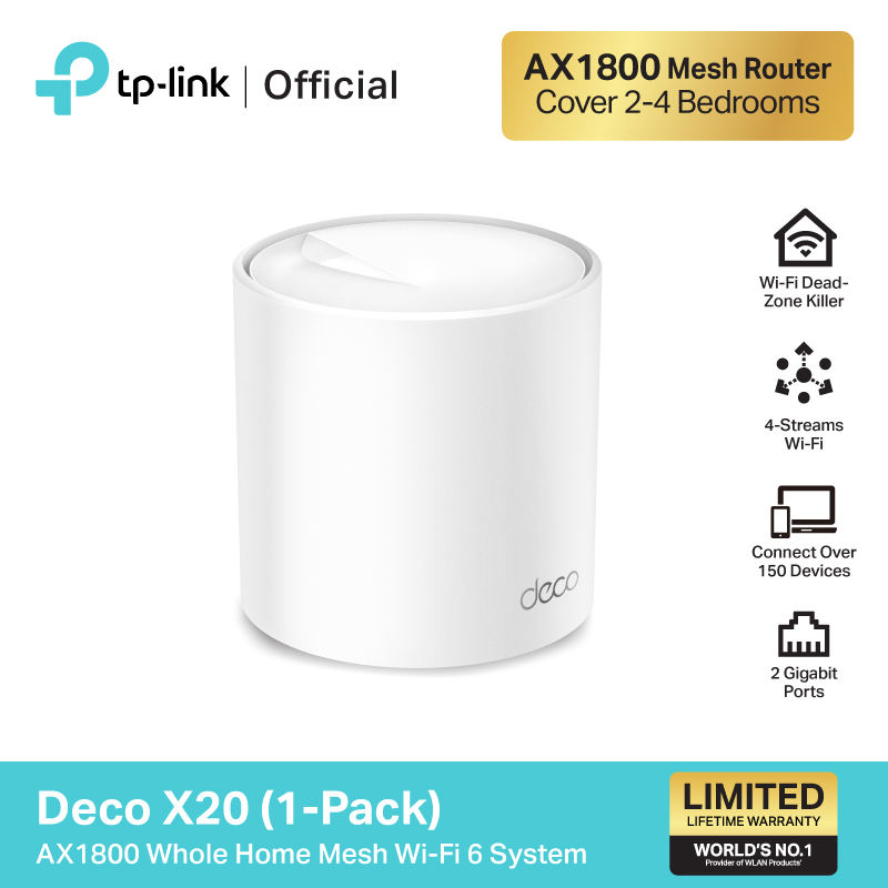 TP-Link Deco X20 AX1800 Mesh Wi-Fi6 ใน 1 กล่องมี 1, 2 หรือ 3 เครื่อง (สามารถเลือกซื้อได้)