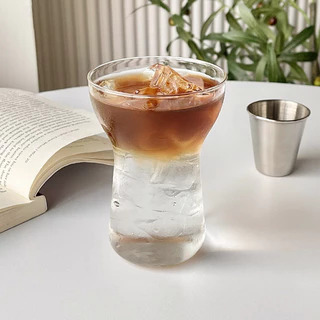 แก้วน้ำ แก้วใส่เครื่องดื่ม ชา กาแฟ ทรงสูง ปากกว้าง ขนาดใหญ่ 400 มล. แบบใส ชั้นเดียว สไตล์อเมริกัน คาเฟ่ เรียบง่าย
