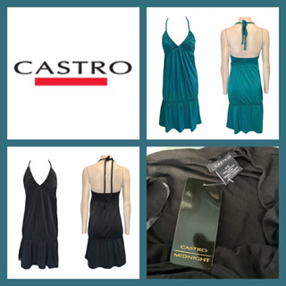 Castro ของแท้ เดรส สายเปียคล้องคอ ผ้ายืด ผ้านิ่ม สีดำ สีเขียว