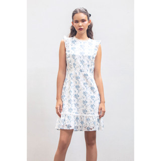 EP เดรสลายฟลอรัลแต่งลูกไม้ ผู้หญิง | Floral Print Dress with Lace Detail | 04687