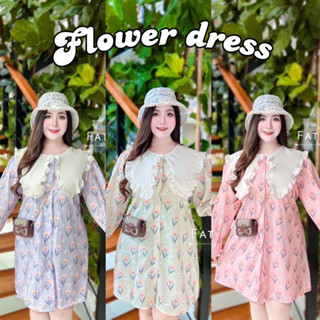 flower dress🌹ชุดเดรสแต่งปกระบายแขนยาว