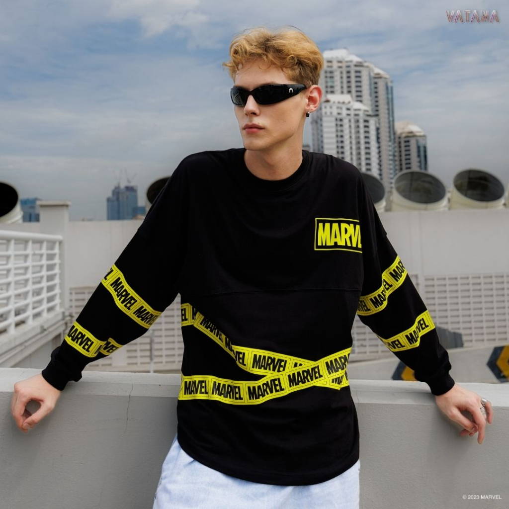 VATANA เสื้อแขนยาว พิมพ์ลาย MARVEL CAUTION | Sweatshirt ลิขสิทธิ์ MARVEL