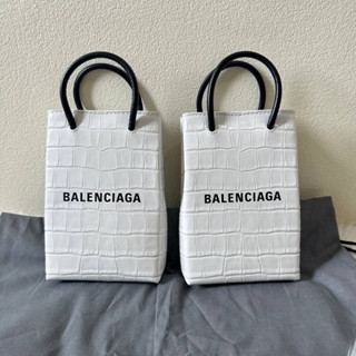 New Balenciaga Phone bag croc white