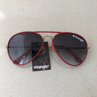 แว่นกันแดดวินเทจแท้ Wrangler : Leather Wrap (No.5) Red Leather Large Aviator , Vintage Sunglasses