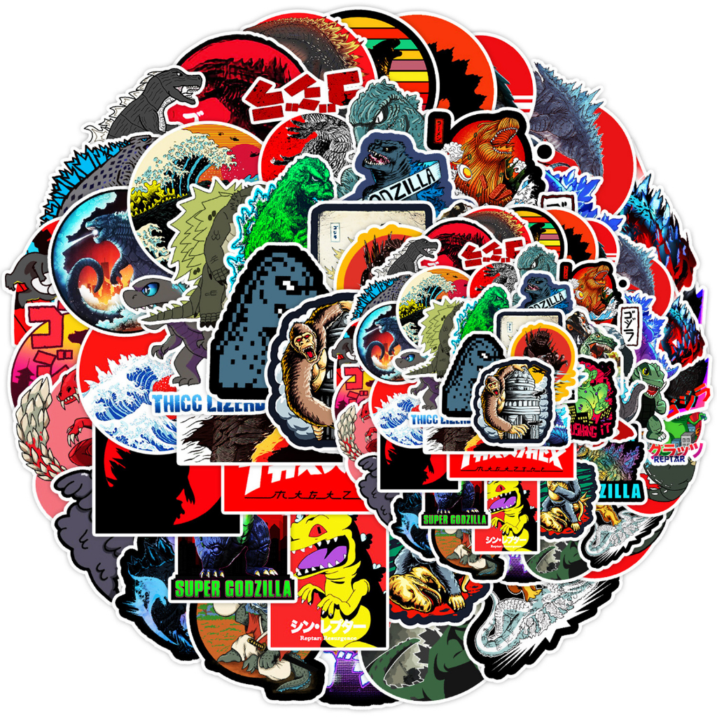 พร้อมส่ง!JAPAN ANIME Godzilla ก็อดซิลล่า ปะทะ คอง sticker สติกเกอร์กันน้ำรูปแบบที่แตกต่างกัน 50ชิ้น