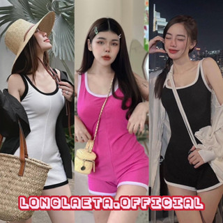 𝐆 𝐨 𝐨 𝐝 𝐥 𝐮 𝐜 𝐤 𝐬 𝐡 𝐨 𝐩 jumpsuit จั้มสูทขาสั้น ตัดเส้นสีทูโทน ซิปหลัง มาพร้อมเสื้อเชิ้ตเข้าชุด งานตามหา