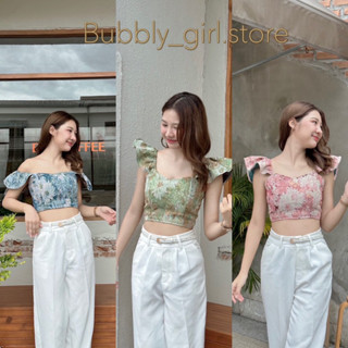 Butterfly Top🦋 เสื้อครอปทรงปีกผีเสื้อ ผ้าลายดอกไม้ ลายผ้าหรู คุณหนูดูแพง