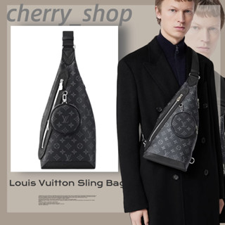 🍒หลุยส์วิตตอง Louis Vuitton กระเป๋า Sling Bag รุ่น Duo กระเป๋าคาดหน้าอกผู้ชาย🍒