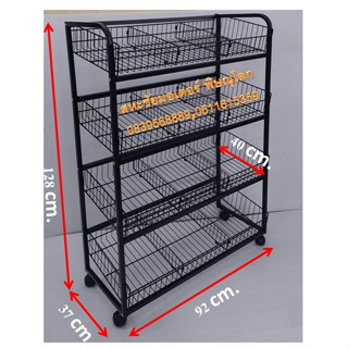 ชั้นวางสินค้า รุ่นตะกร้ามาร์เก็ต แบบเอียง 4ชั้น มีที่กั้นแบ่งช่องตะกร้า ใส่อุปกรณ์ข้อต่อ ข้องอ อุปกรณ์ประปา และอื่นๆ