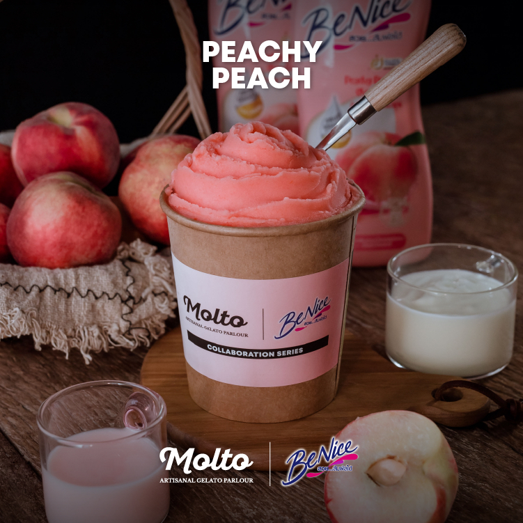 BeNice Peachy peach (ไอศกรีม บีไนซ์ พีชชี่ พีช 1 ถ้วย 16 oz.) - Molto premium Gelato