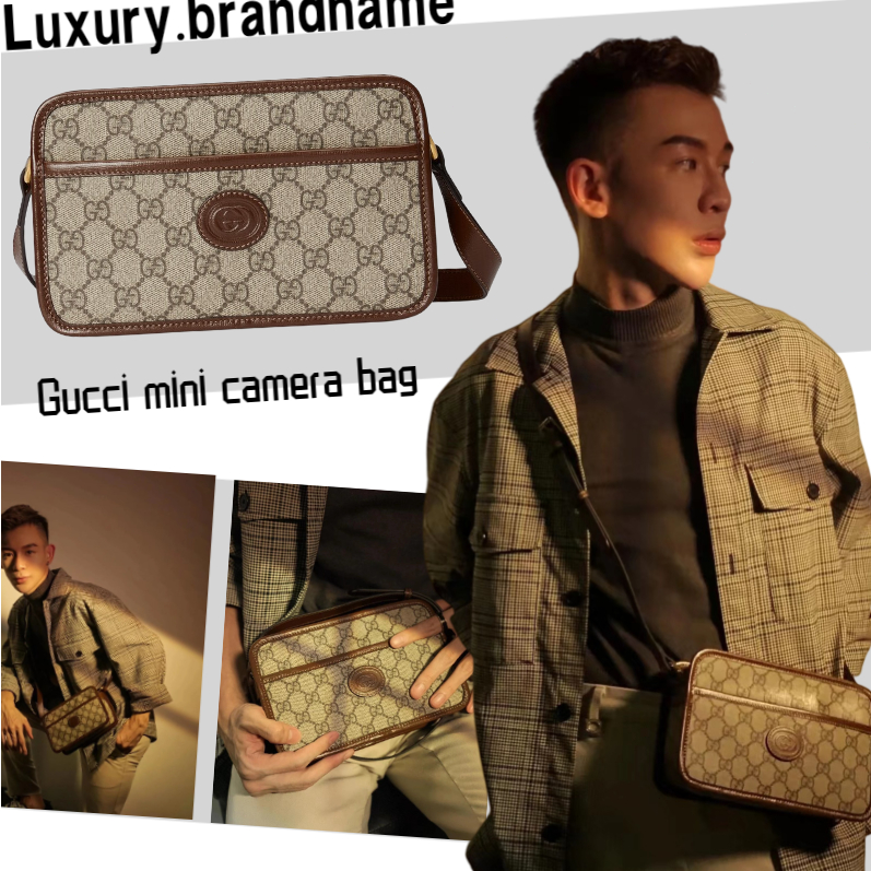 กุชชี่ GUCCI GG กระเป๋าสะพายไหล่/ผู้ชาย/กระเป๋าสะพายไหล่/กระเป๋าสะพายข้าง/ขนาดมินิ