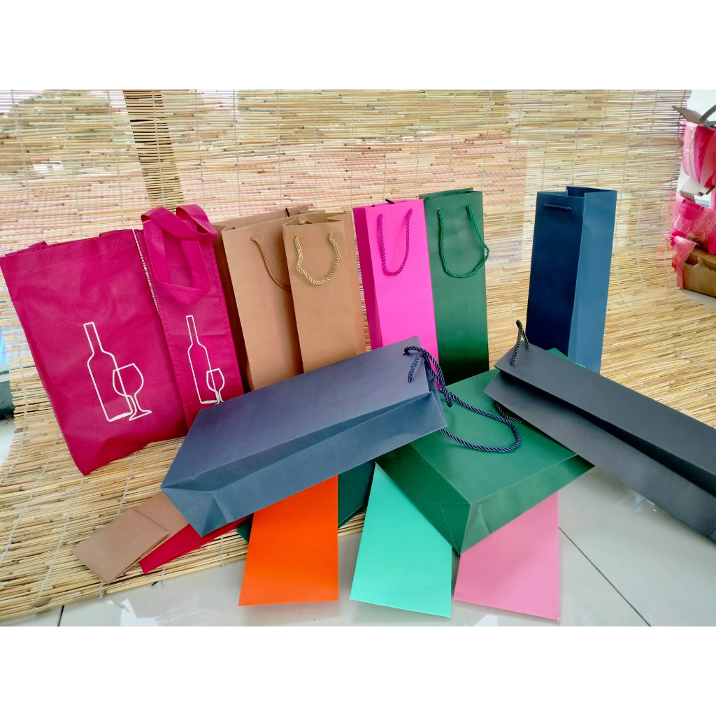 GIDA พร้อมส่ง ถุงไวน์ กระดาษใส่ขวด ถุงกระดาษคราฟท์ทรงยาวใส่ของ