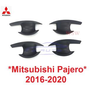 เบ้ารองมือเปิด Mitsubishi Pajero Sport 2016 - 2021 ดำด้าน มิตซูบิชิ ปาเจโร ถาดรองมือเปิดประตู เบ้ามือจับประตู เบ้ากันรอย