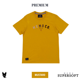 ไซส์ L 🔥AEIOU เสื้อยืด Memo Supersoft Premium งานปัก Memo Co. สินค้าลิขสิทธิ์แท้ สีมัสตาร์ด Mustard