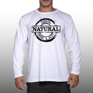 100 % NATURAL GRADE A BEEF เสื้อแขนยาวนักกล้าม Men’s Bodybuilding Long Sleeve Athletic Gym Shirt