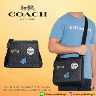 COACH CE537 GRANGER FILE CROSSBODY IN SIGNATURE CANVAS WITH SKI PATCHES