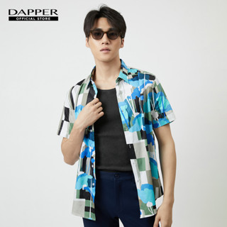 DAPPER เสื้อเชิ้ตแขนสั้น Blue Abstract Art Print สีฟ้า (BCSD1/081TP)