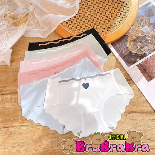 [ส่งจากไทย] 𝑩𝒓𝒂𝑩𝒓𝒂𝑩𝒓𝒂 #p-066 กางเกงใน ไร้ขอบ  แต่งขอบรูปหัวใจ สีทูโทน