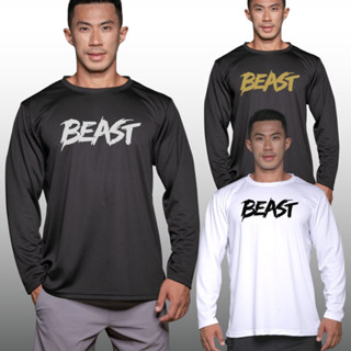 BEAST เสื้อแขนยาวนักกล้าม  Men’s Bodybuilding Long Sleeve Athletic Gym Shirt