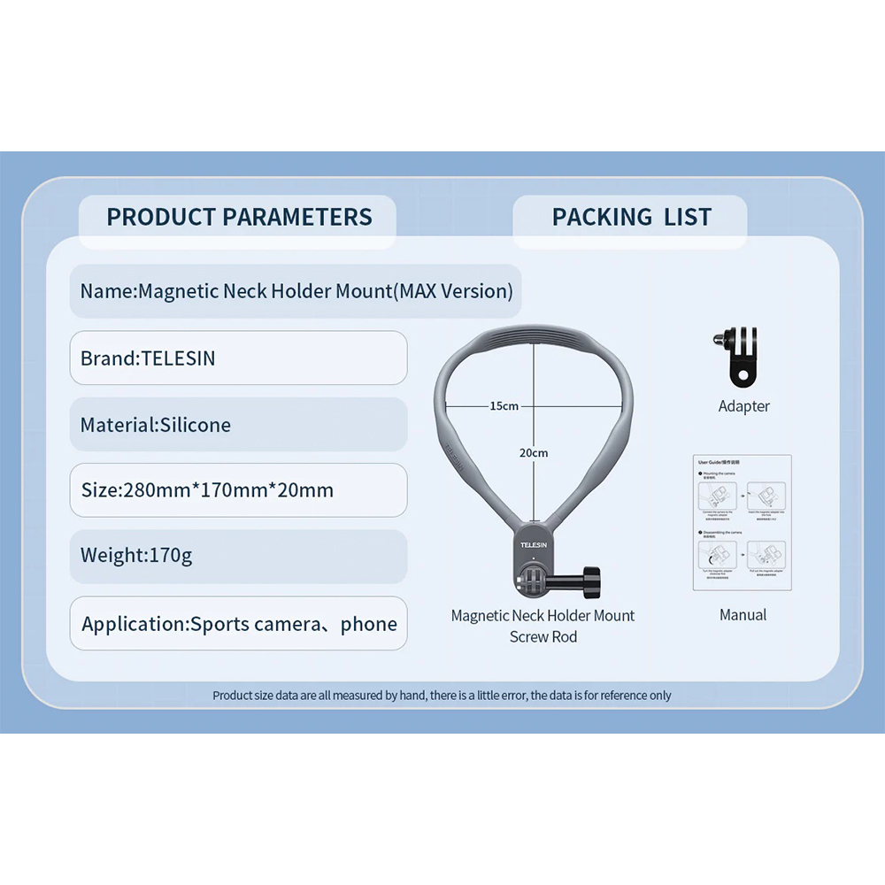 Telesin New U Shape Neck Holder Magnetic Mount คล้องคอ (Normal size and Max SIZE) for Action Camera